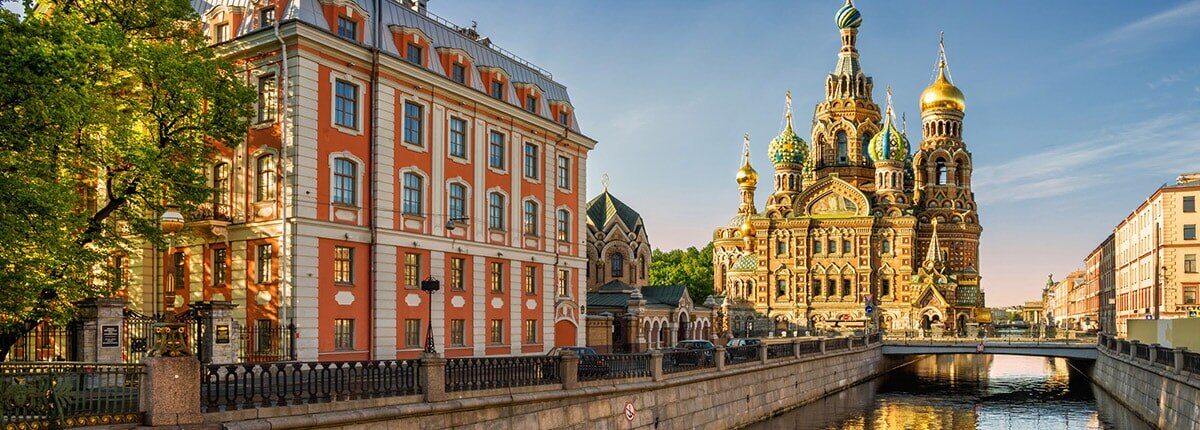 the cathedral of our savior on spilled blood and beautiful canal in st. petersburg, russia