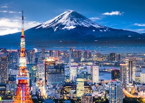 panoramic view of the city and a mountain in tokyo, japan