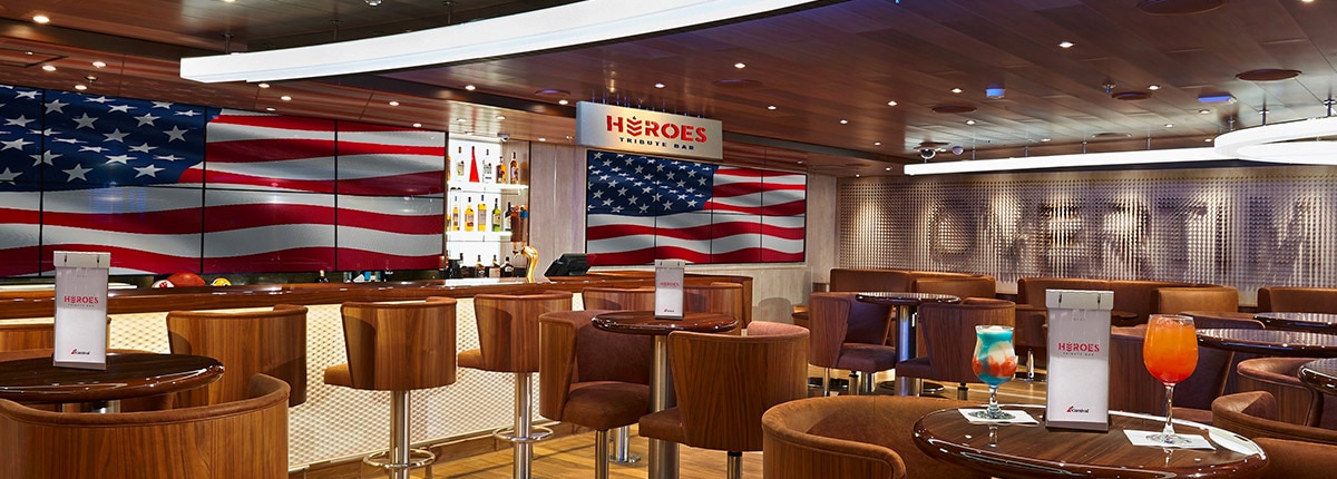 view of the heroes tribute bar onboard carnival panorama