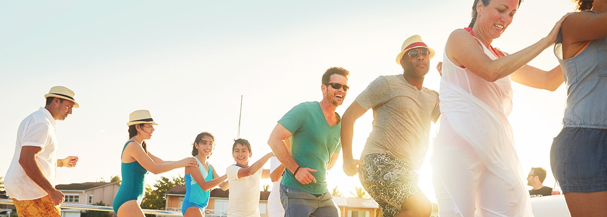 a group dancing during a shore excursion