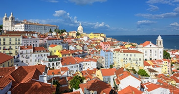 aerial view of the skyline in lisbon, portugal