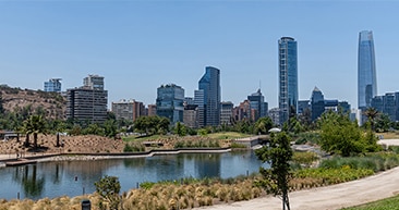 the skyscrapers and lake views in santiago
