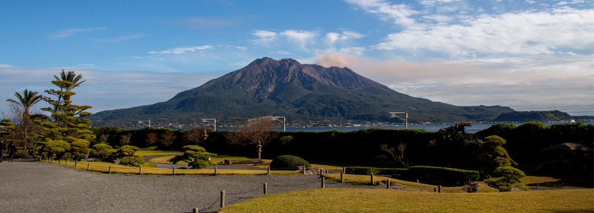 view of the sakurajima volcano in kagoshima japan