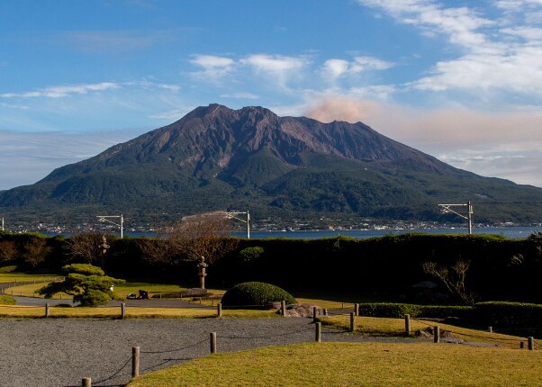 view of the sakurajima volcano in kagoshima japan