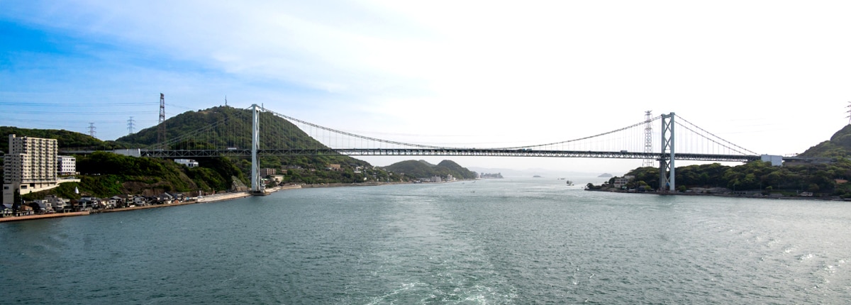 view of the kanmon bridge over the kanmon strait in japan