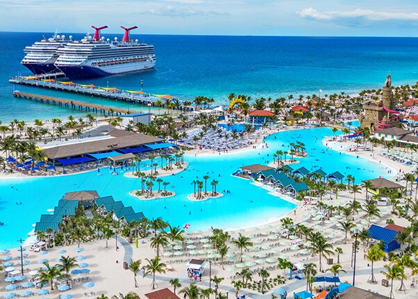 white-sand beach and lagoons surround multiple recreational and leisure locations at celebration key