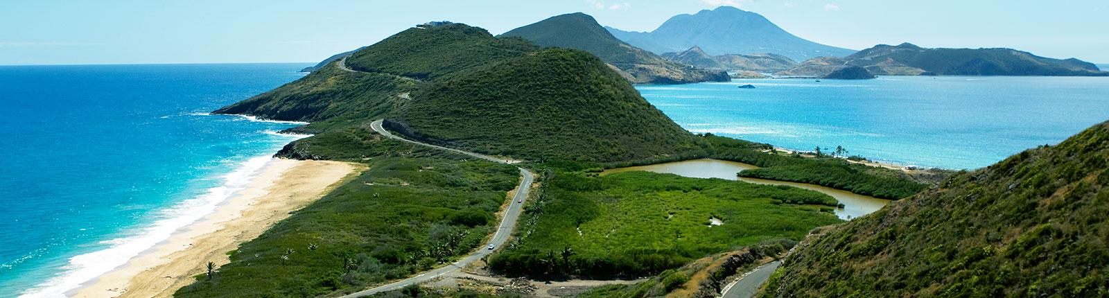 Mountains rising through the oceans in St. Kitts