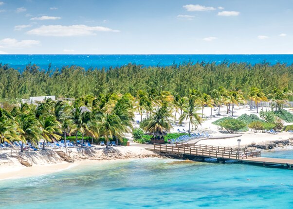 aerial view of grand turk island on a beautiful sunny day 