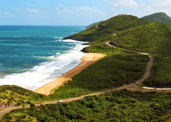 incredible hilltop view of the st. kitts coastline