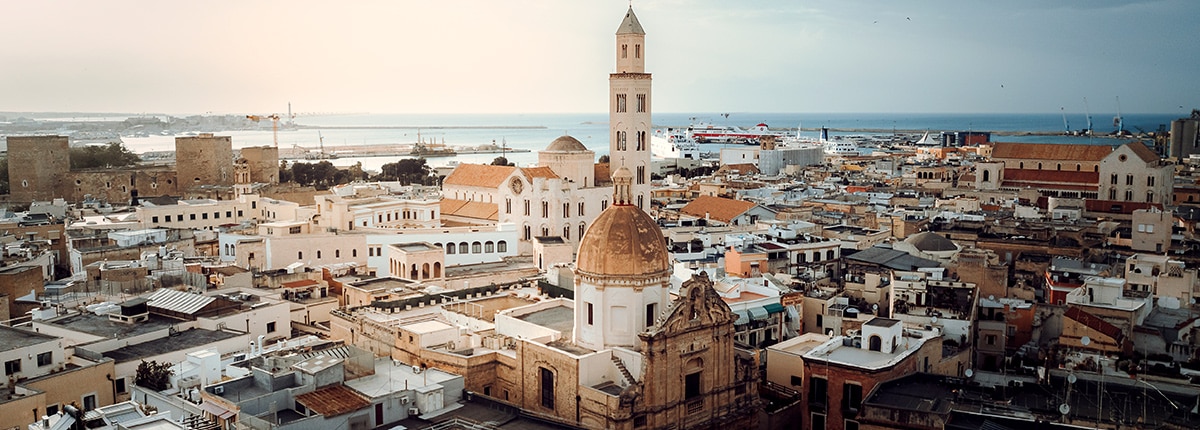 view of the buildings and beautiful church in bari italy