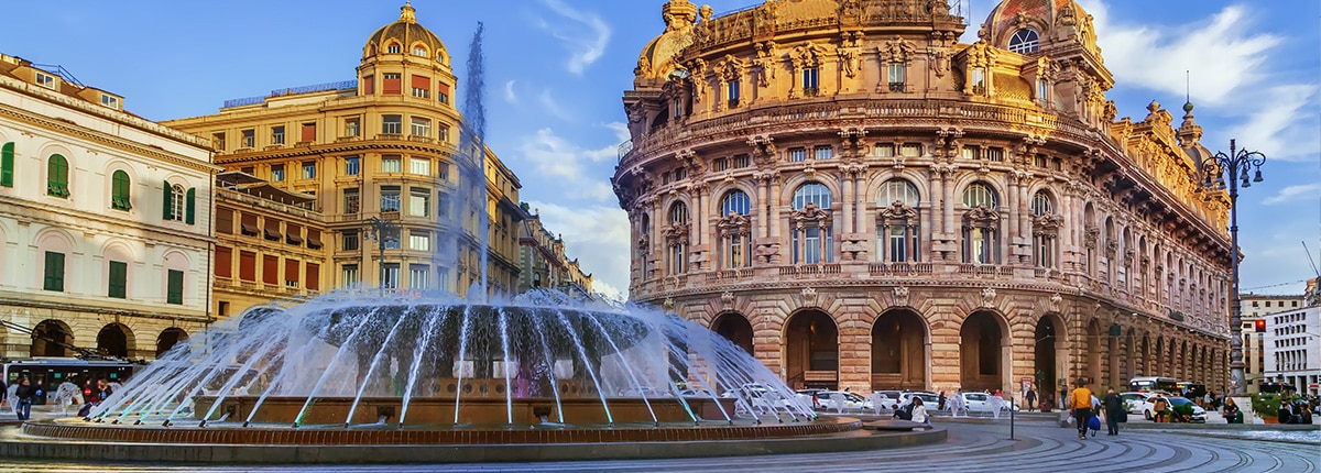 Piazza De Ferrari in the main square of Genoa, Italy