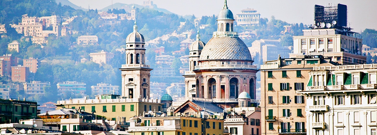 view of the city skyline in genoa, Italy