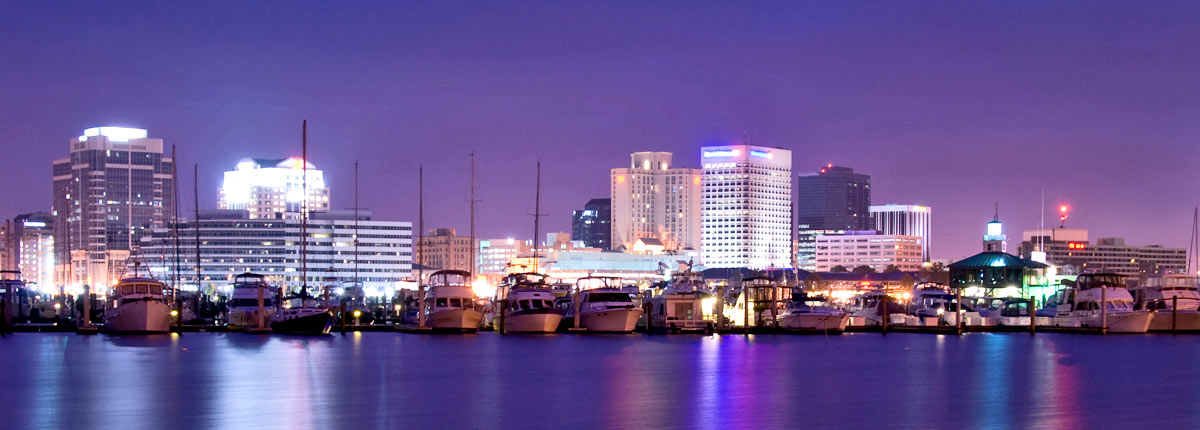 norfolk skyline at night