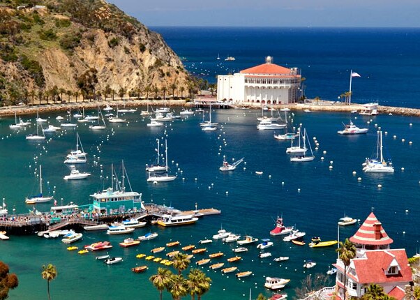 harbor view of avalon city on catalina island