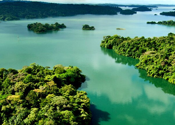 aerial view of panama canal