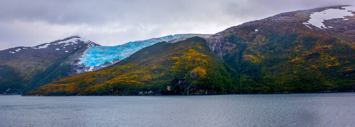 view of the cascade of the glaciers, in the mountains 