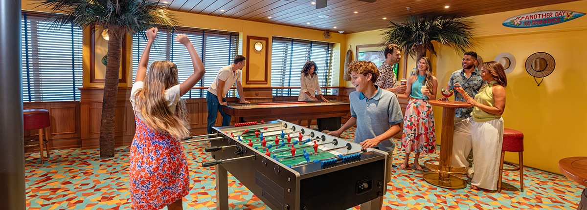 a family plays a set of table games together