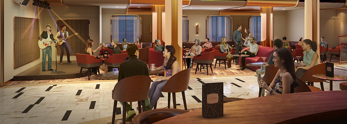 a live band performs at the spark bar onboard carnival festivale