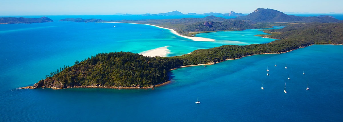 Aerial view of Whitehaven Beach in the Great Barrier Reef, Australia