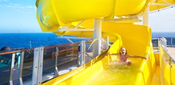Slide down looking and feeling ever so cool on Carnival's ships, each complete with its own waterslide. 
