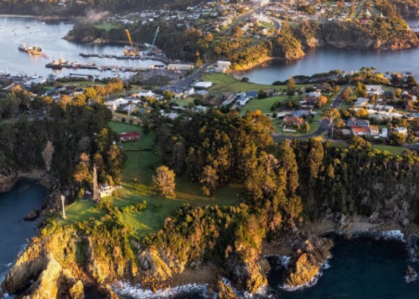 aerial view of the port in eden australia