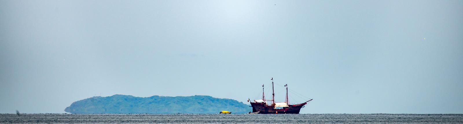 A large pirate ship in the open seas of Puerto Vallarta, Mexico