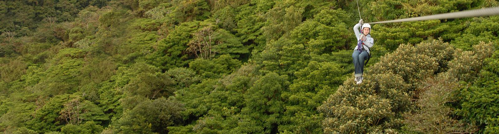 Person ziplining through the jungles of Puerto Vallarta, Mexico