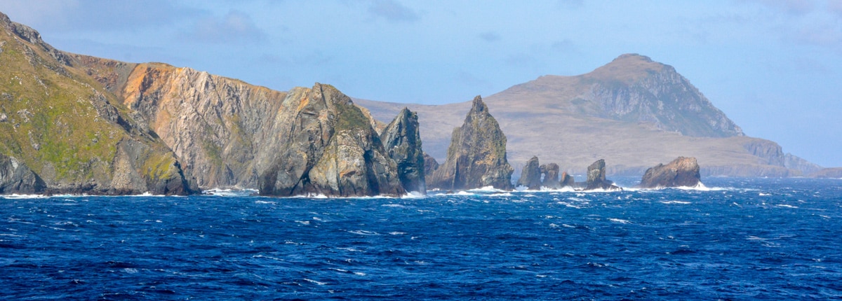 panoramic view cruising around cape horn, southernmost tip of south america