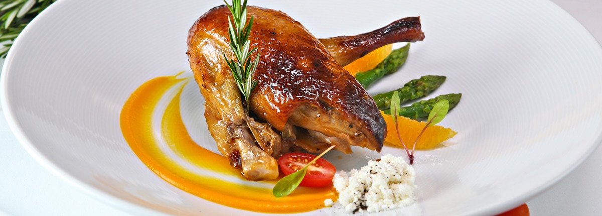 Enjoy a roasted duck in the dining room