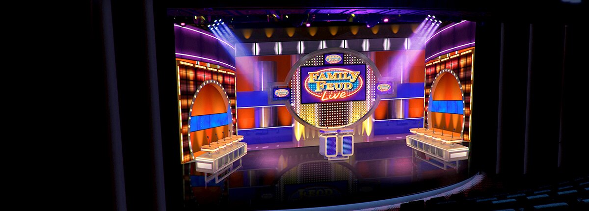view of family feud live stage on mardi gras